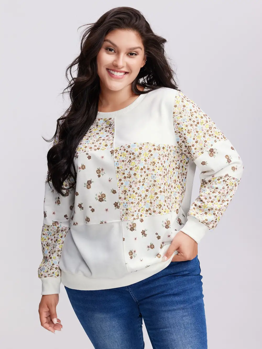 Floral Patchwork Pattern Sweatshirt