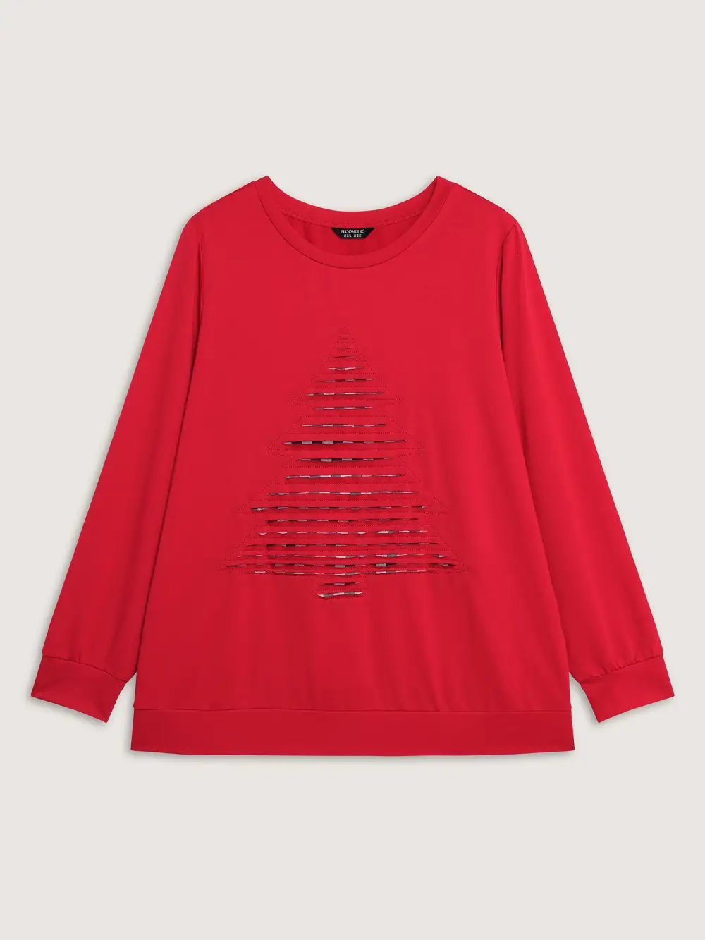 Christmas Tree Applique Embroidery Sweatshirt