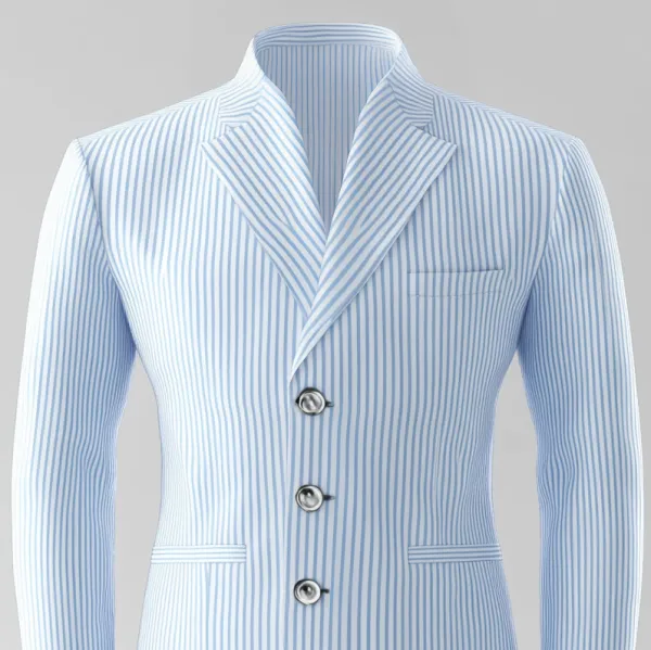 Men's Lapel Collar Three Button Long Sleeve Striped Blazer