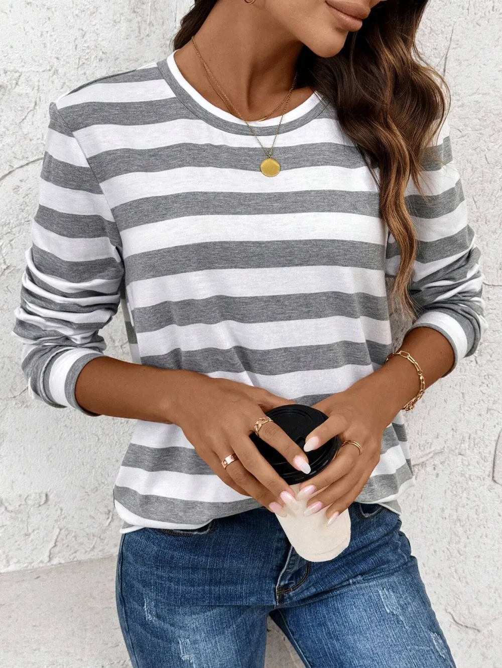 Women's Athleisure Sports Tracksuit For Running, Biking, Jogging, And Basketball. Featuring A Round Neck And Striped Design, Comfortable And Casual Basic Fit Sweatshirt.