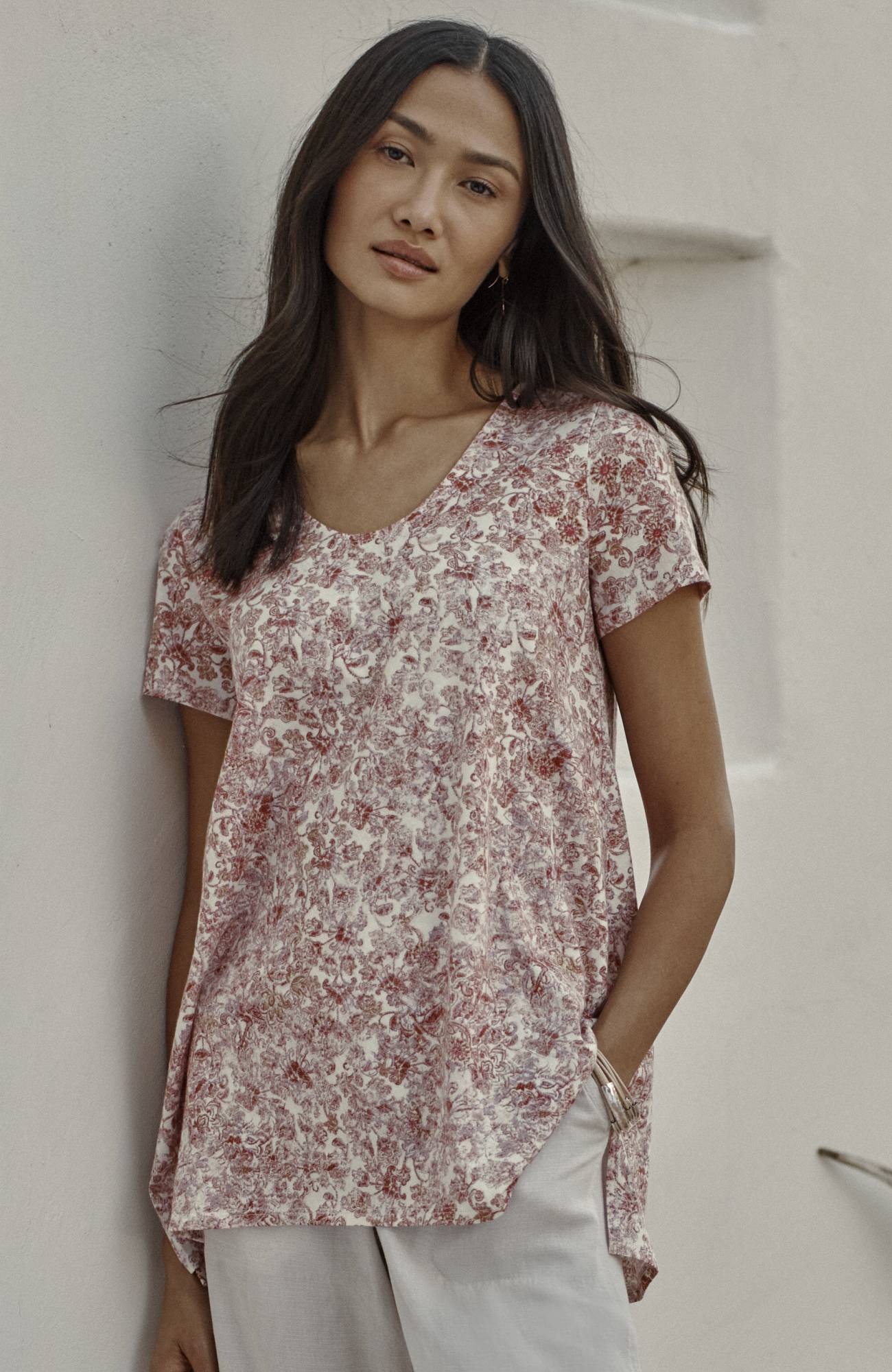 pure jill side-slit elliptical tee
