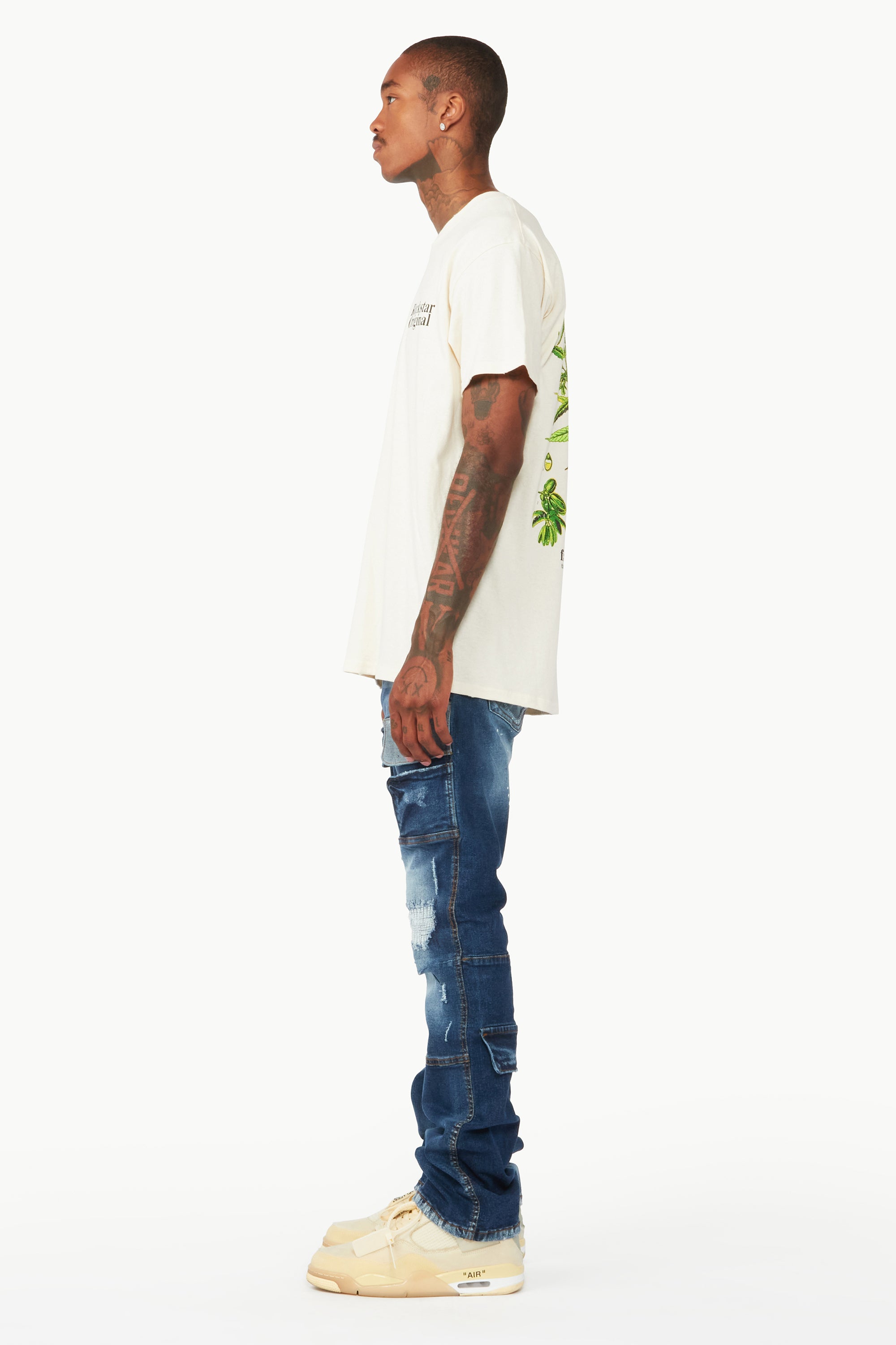 Gannon Dark Blue Stacked Flare Jean