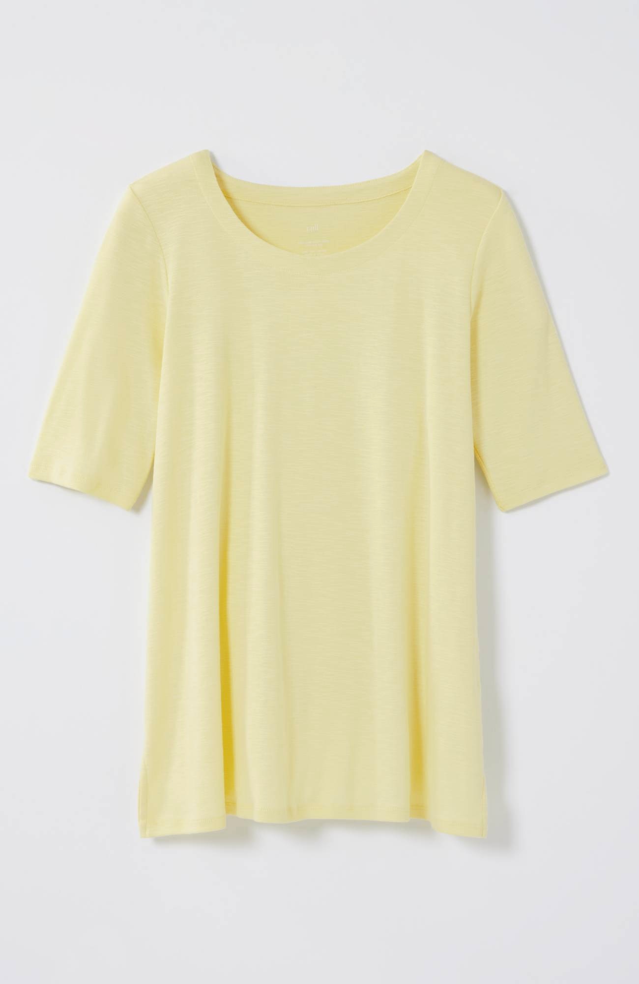pima-slub scoop-neck side-slit tee