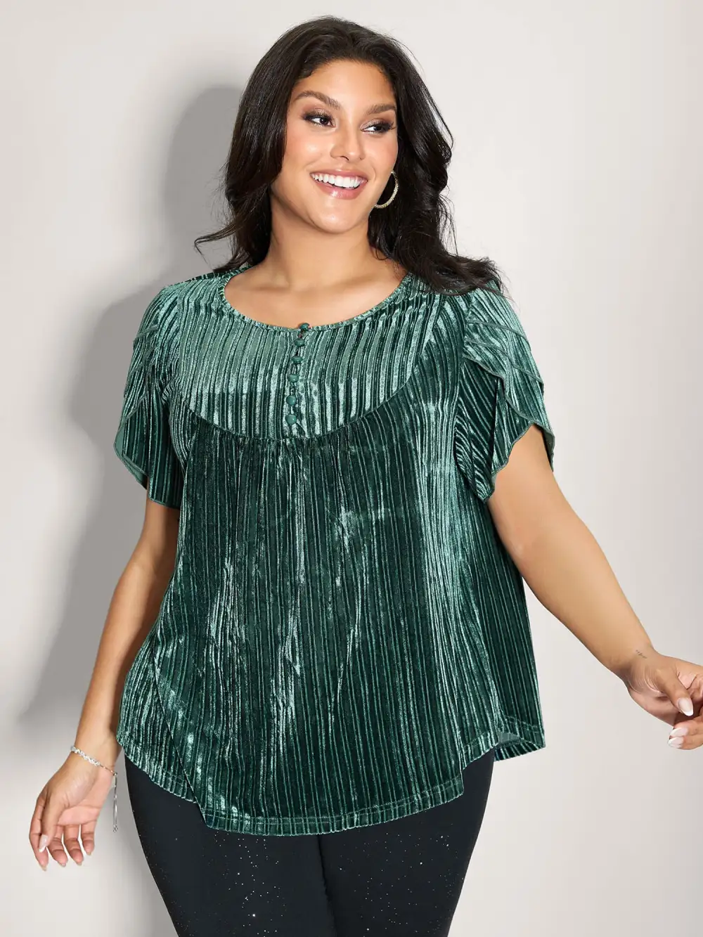 Striped Velvet Layered Sleeve Top