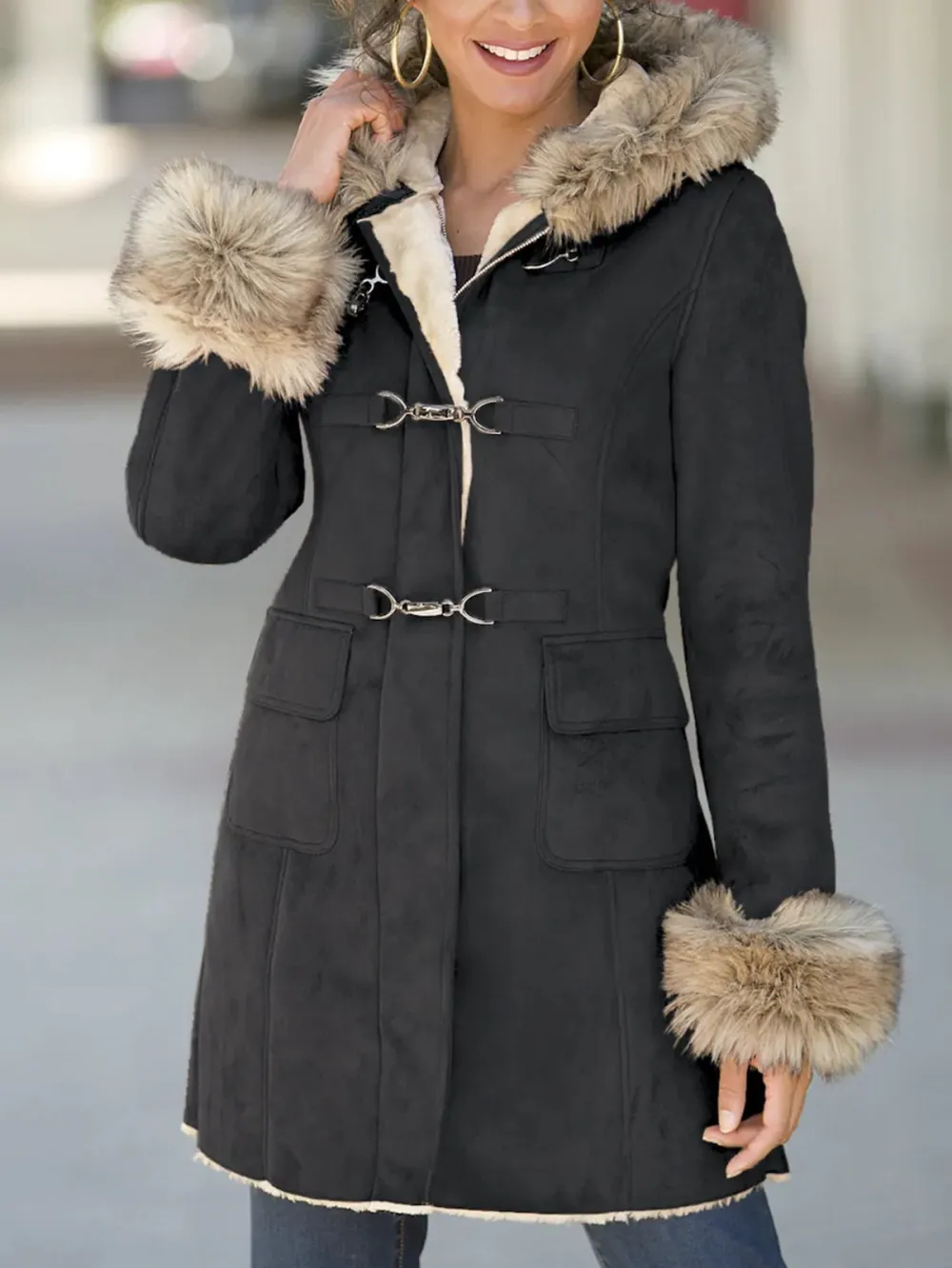 Casual thick suede warm coat