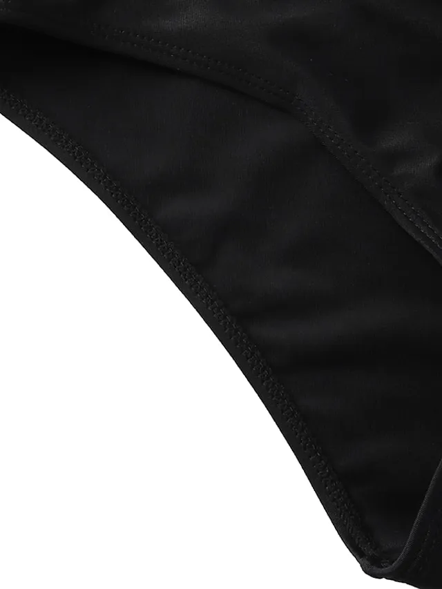 Women's Swimwear Tankini Swim Dress Bathing Suits 2 Piece Normal Swimsuit Halter Open Back Solid Color Black Halter Plunge Bathing Suits Sports Vacation Beach Wear
