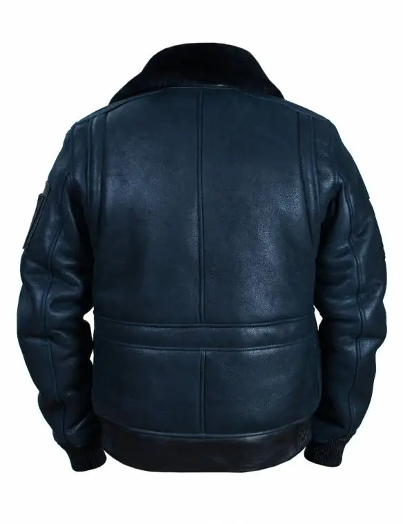 B-15 FAST EAGLE SHEEPSKIN FLIGHT JACKET NAVY BLUE