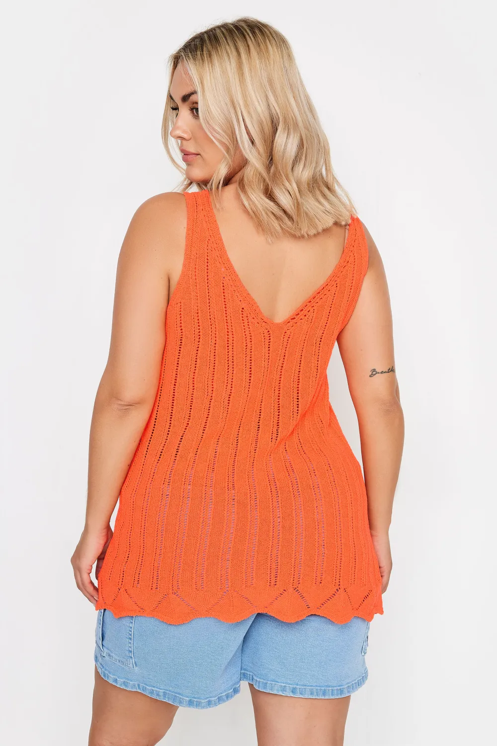 YOURS Curve Green Crochet Knitted Vest Top