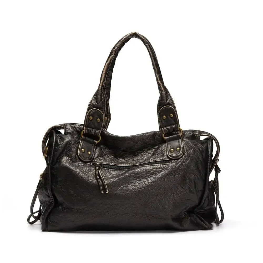 Stylish Vintage Black Leather Handbag