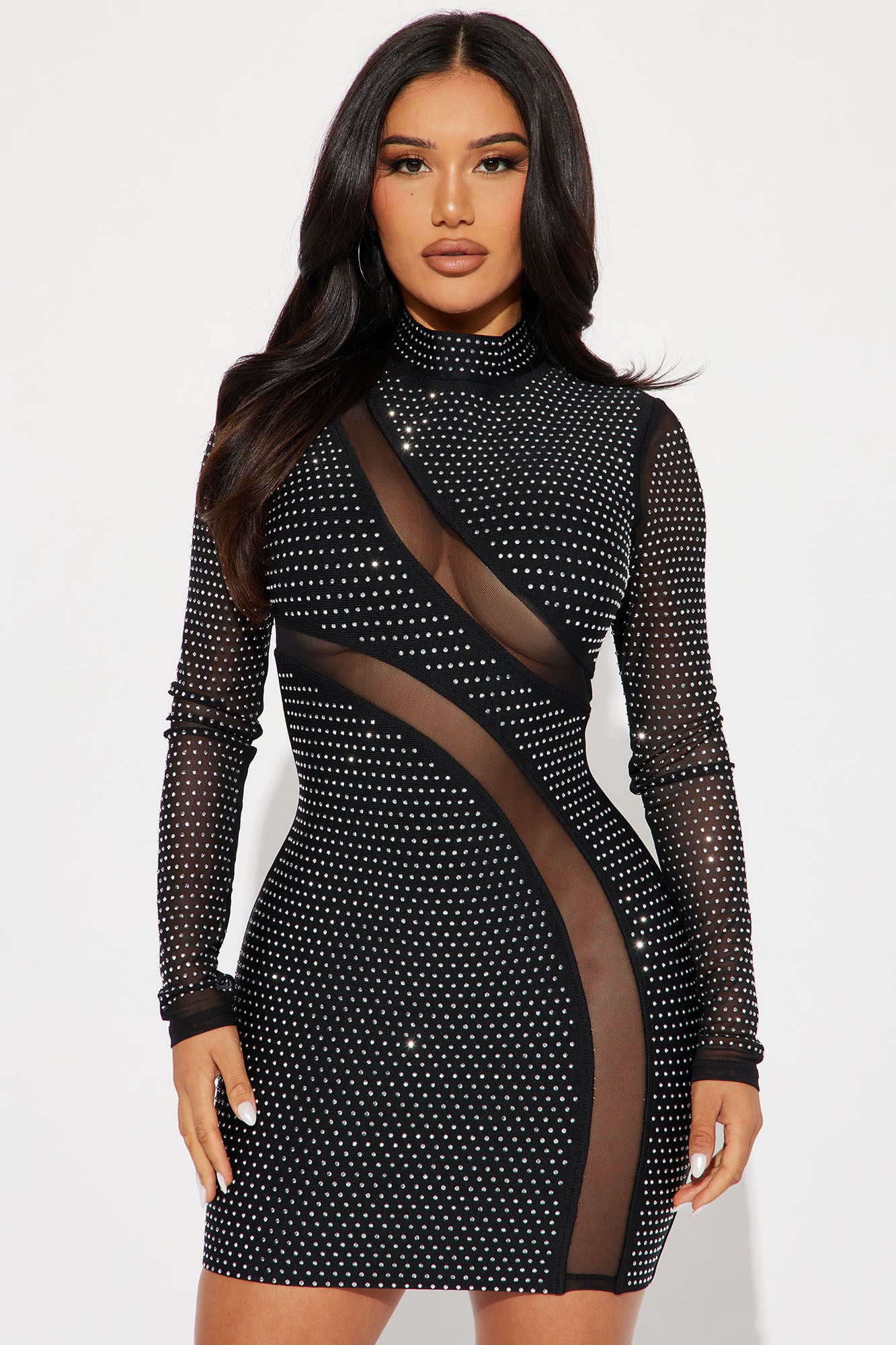 Eliza Embellished Mini Dress - Black