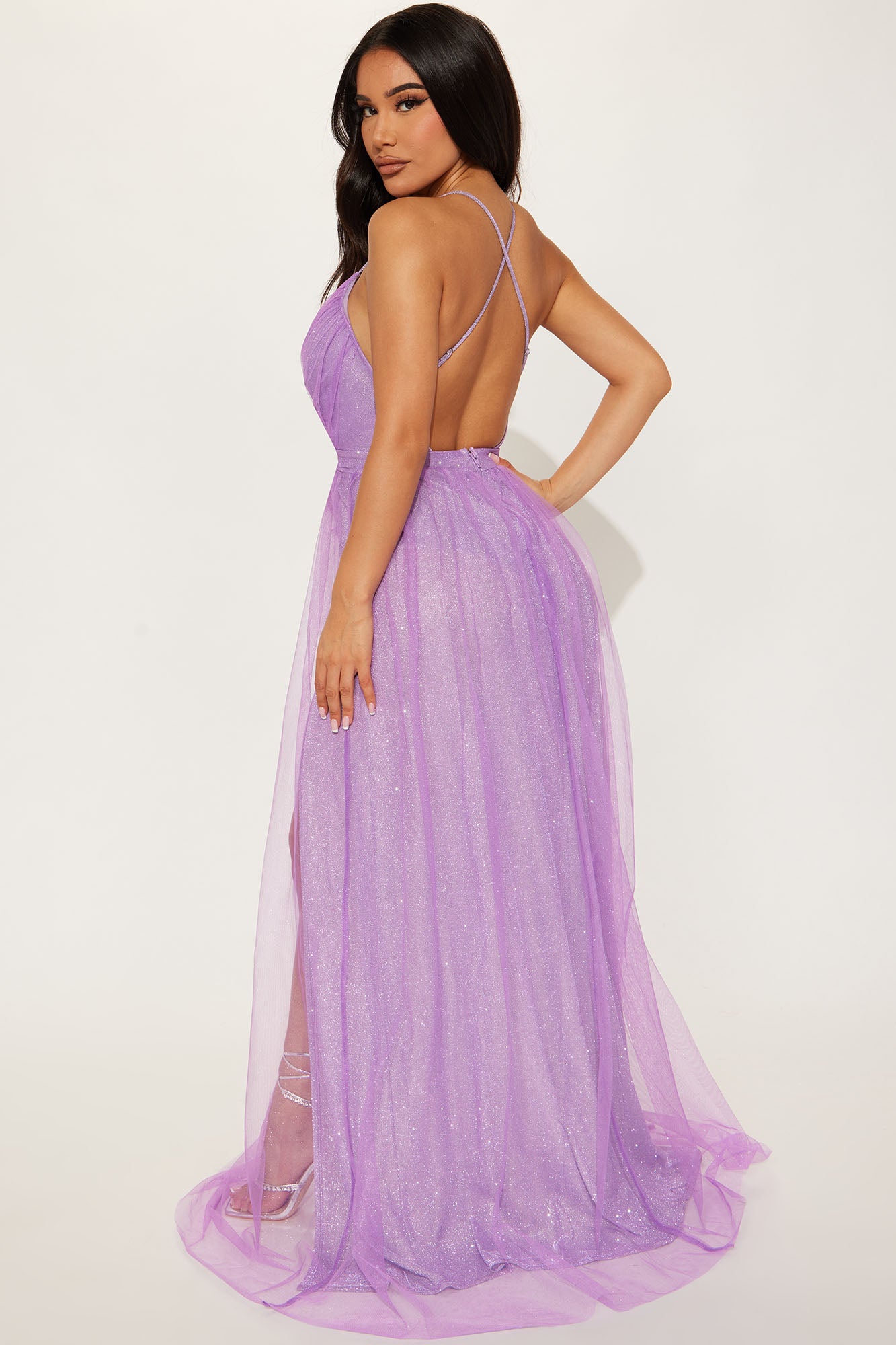 Gloria Glitter Maxi Dress - Lavender