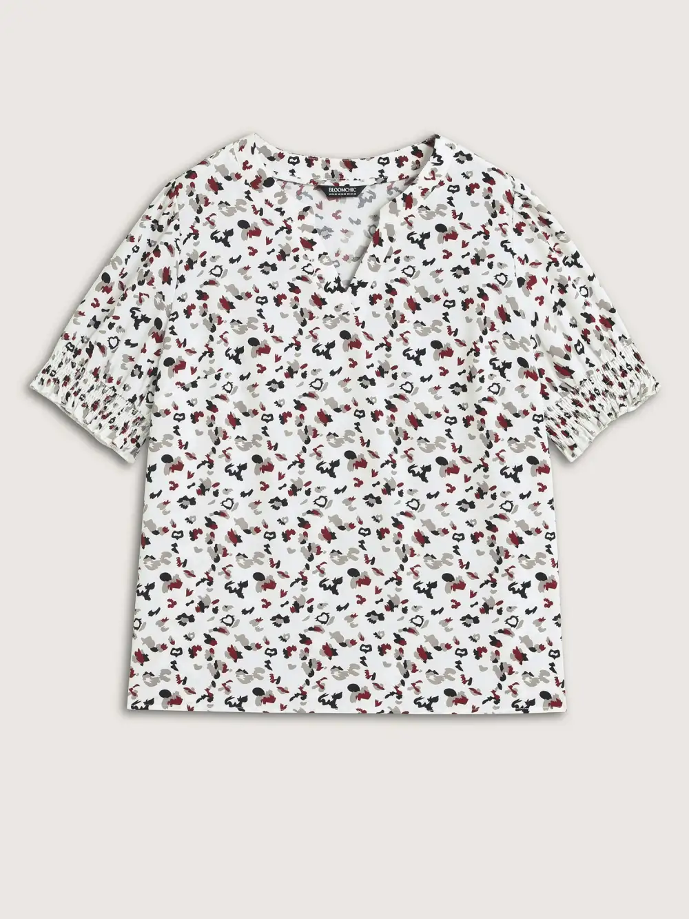 Leopard Print Split Neck Blouse