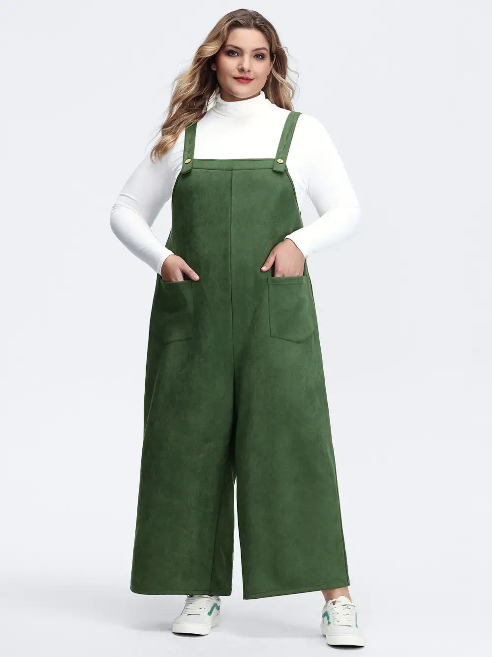 Suede Velvet Patch Pocket Stretchy Jumpsuit