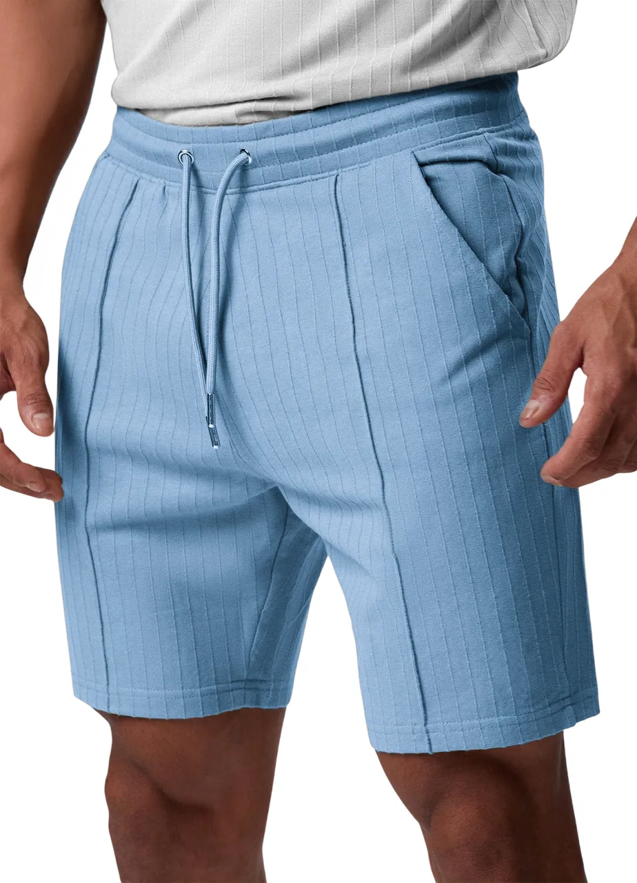 Men's Pleated Stretch Casual Shorts with Side Pockets