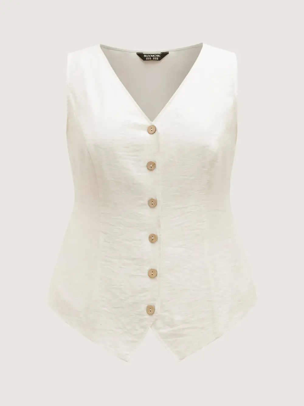 Linen Solid Button Vest