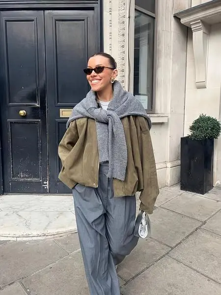 Women's Casual Loose Military Short Coat (Spring/Autumn, Army Color, Daily Wear)