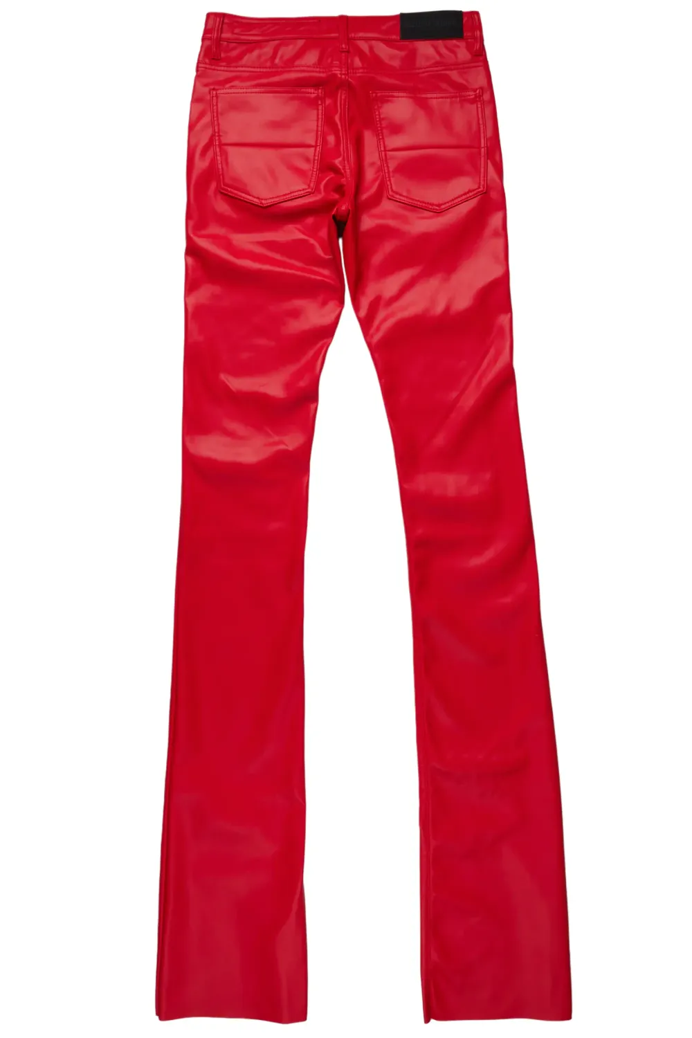Petrus Red Faux Leather Super Stacked Flare Jean