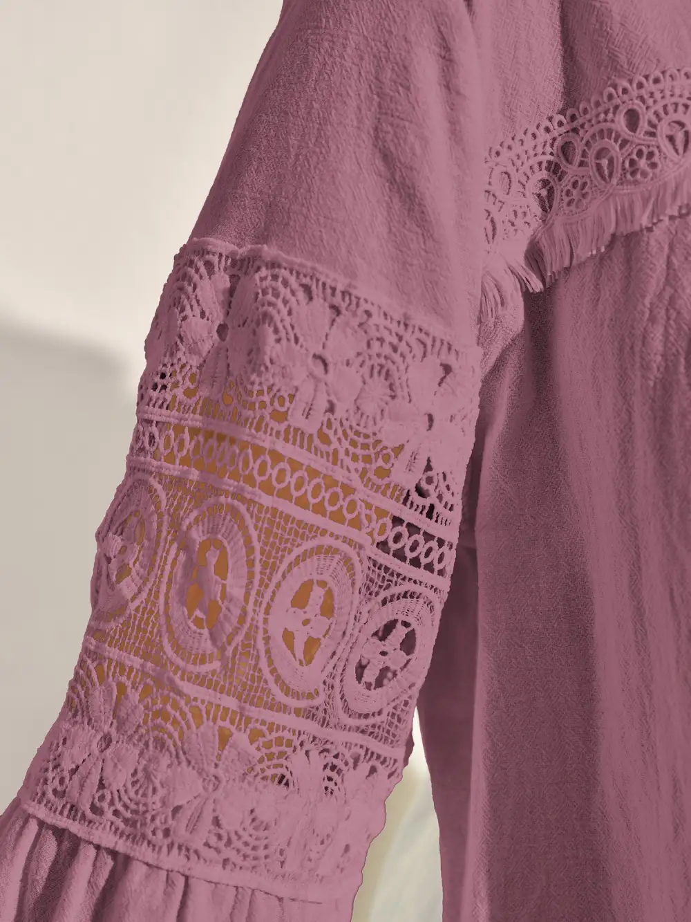 Pure Cotton Sheer Lace Trim Blouse