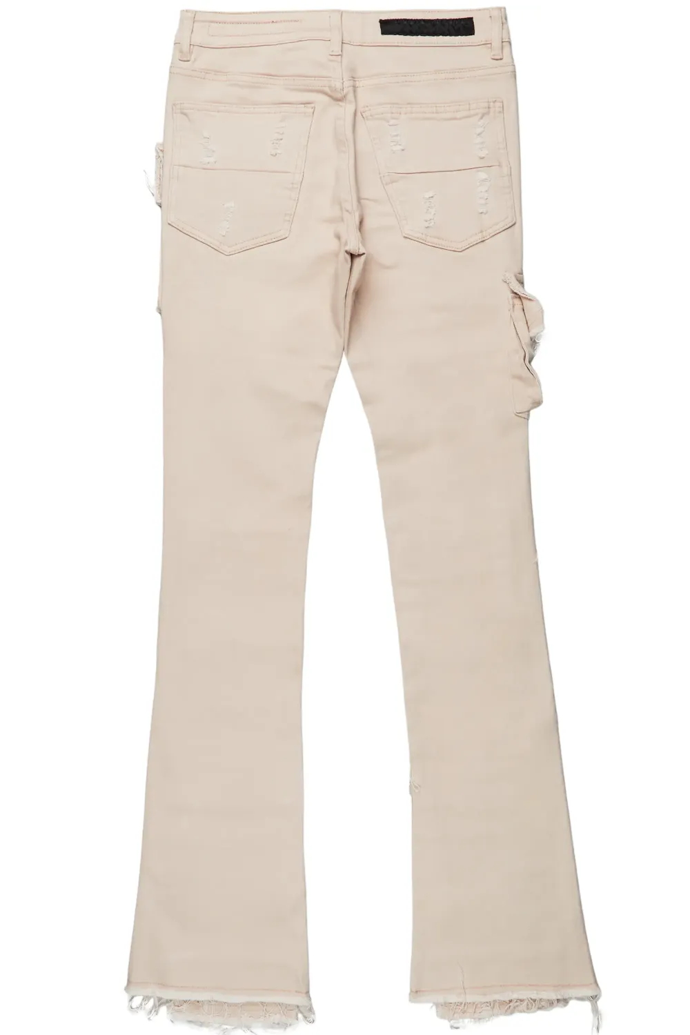 Zander Beige Stacked Flare Cargo Jean