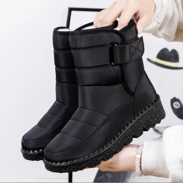 Warm Women's Snow Boots Women's Velcro Waterproof European Size 44 Women's Boots Casual Women's Shoes
