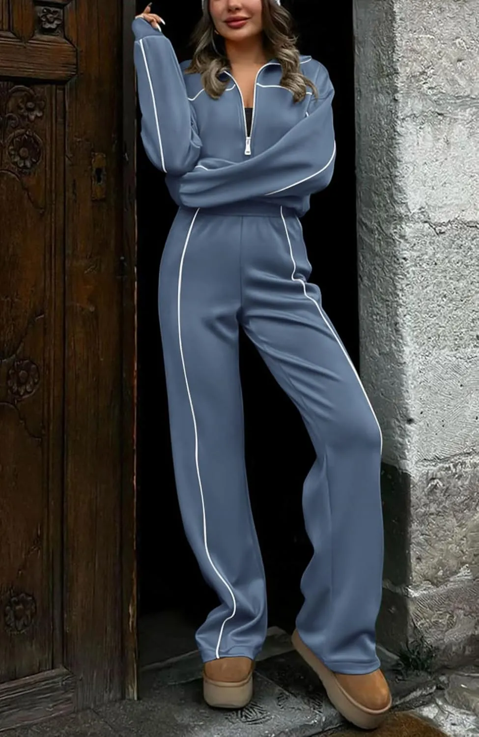 Women's Two Piece Tracksuit Fall 2024 Long Sleeve Jogger Sweatsuit Sets