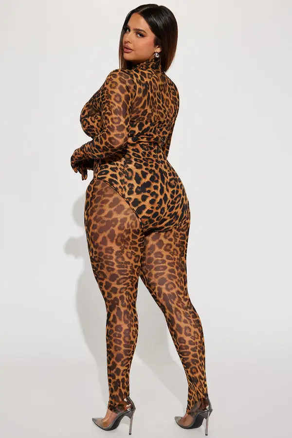 For The Night Mesh Jumpsuit - Leopard