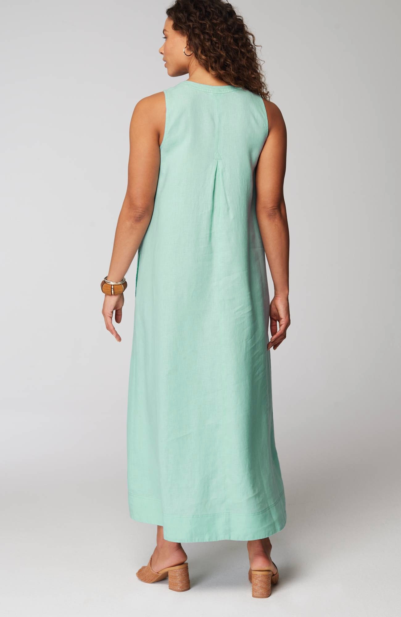 Pleated Linen Maxi Dress