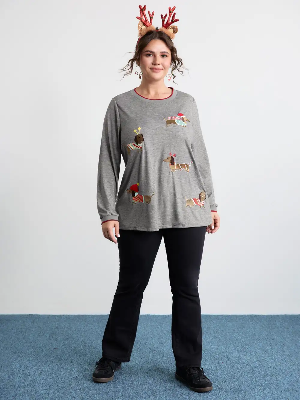 Supersoft Puppy Embroidery Contrast T-Shirt