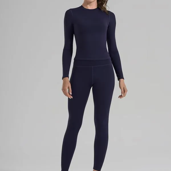 Women’s Yoga Leggings Set – High-Waisted 25” Inseam Pants + Long Sleeve Top