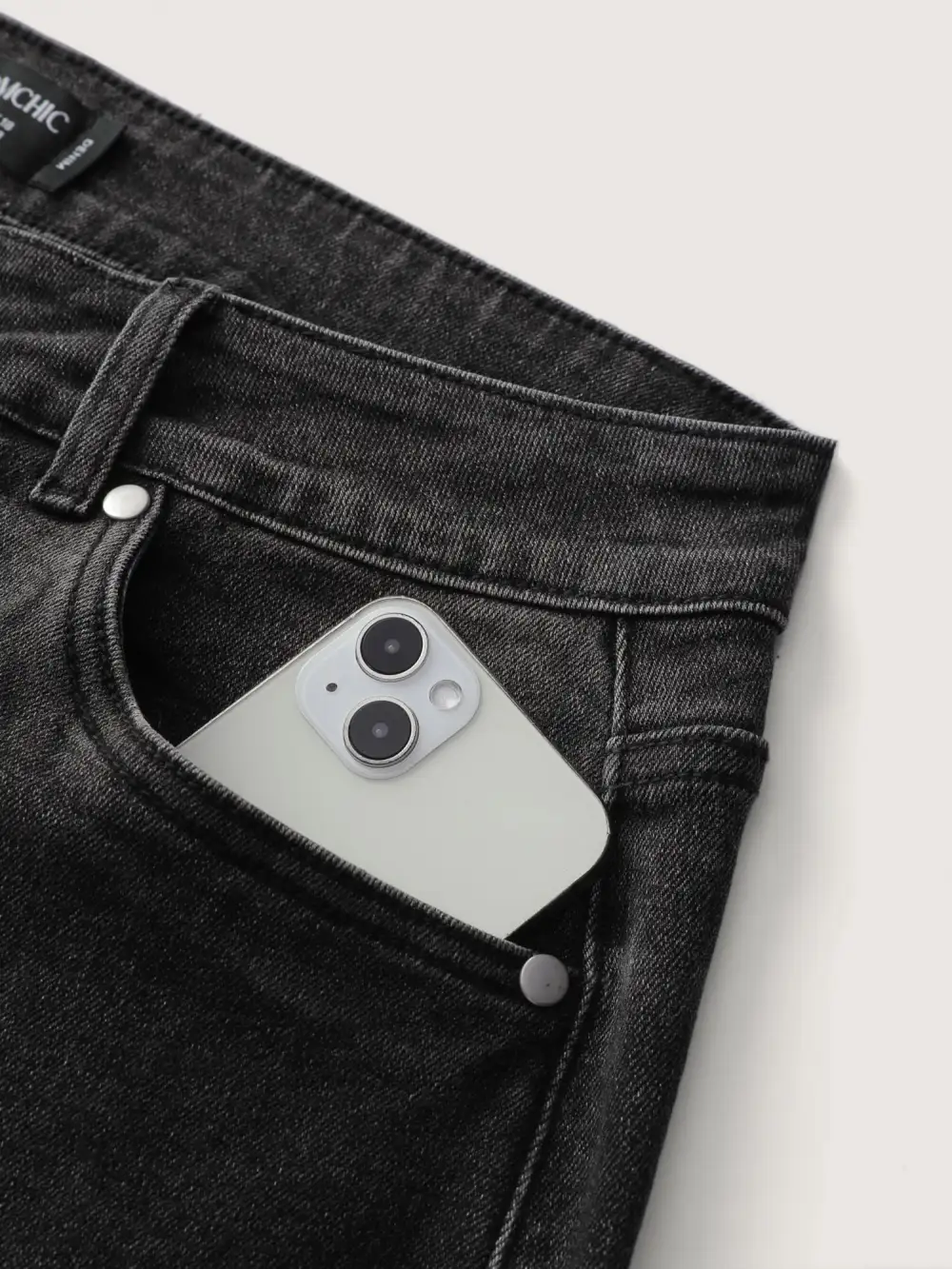 Vintage Wash Stretchy Straight-Leg Jeans