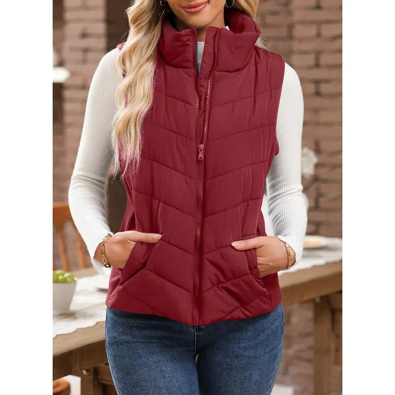 ✨️Cozy Without Bulk: Puffer Vest Women Sleeveless Zip Up Outerwear