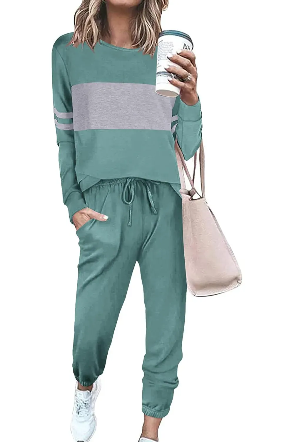Casual Color Block 2-Piece Loungewear Set  ( Big Savings!!!)