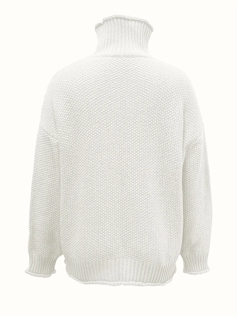 Solid Turtle Neck Pullover Sweater, Casual Long Sleeve Sweater For Fall & Winter, Women's Clothing