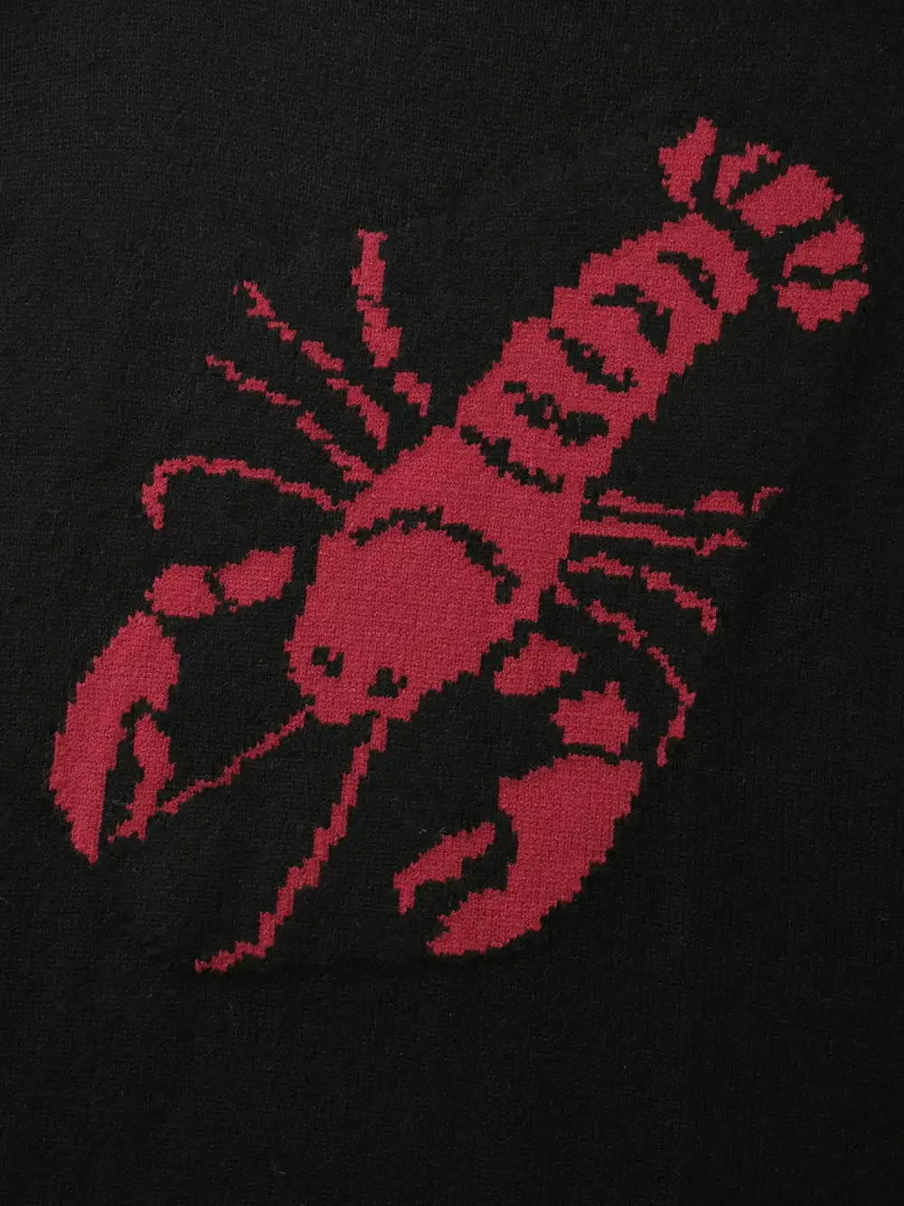 Lobster Jacquard Pockets Color Block Knit Cardigan