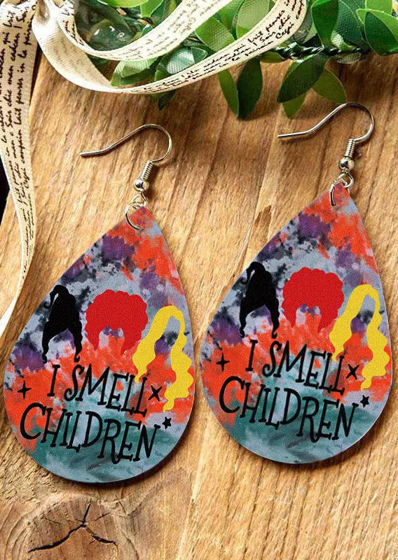Halloween I Smell Children Acrylic Water Drop Earrings