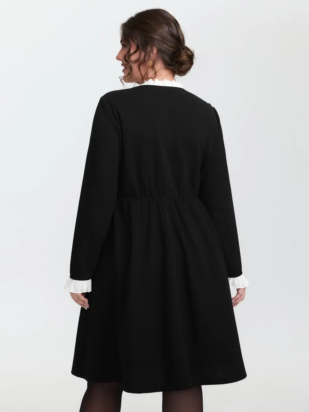 Color Contrast Ruffled Midi Dress