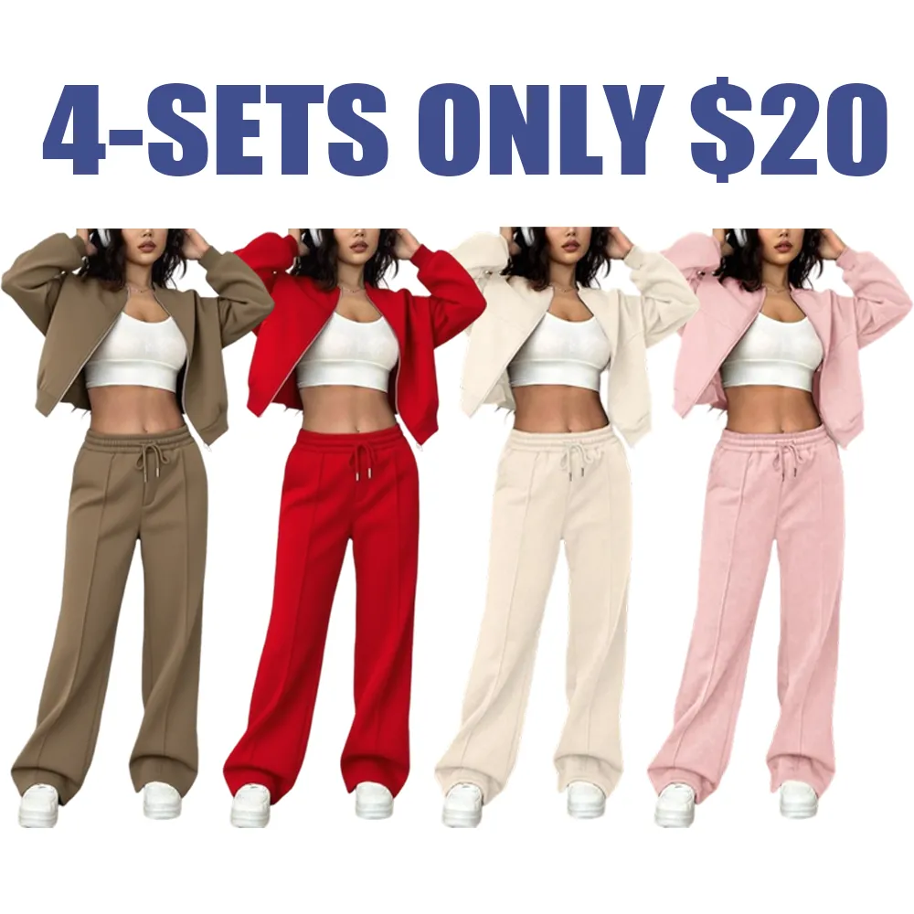 Women's Zip Up Jacket & Elastic Waist Pants Set