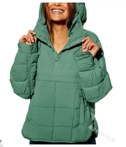 🔥Women's Oversized Hooded Puffer Jacket Quilted Lightweight Winter Warm Pullover Padded Hoodies Coat