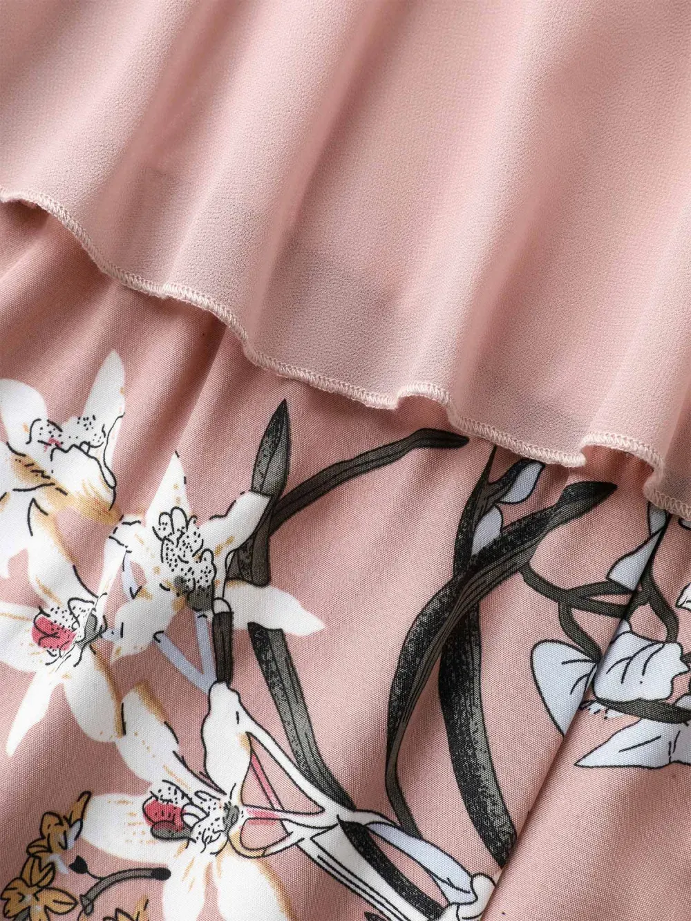 Large Flower Print Spliced Wide-Leg Jumpsuit