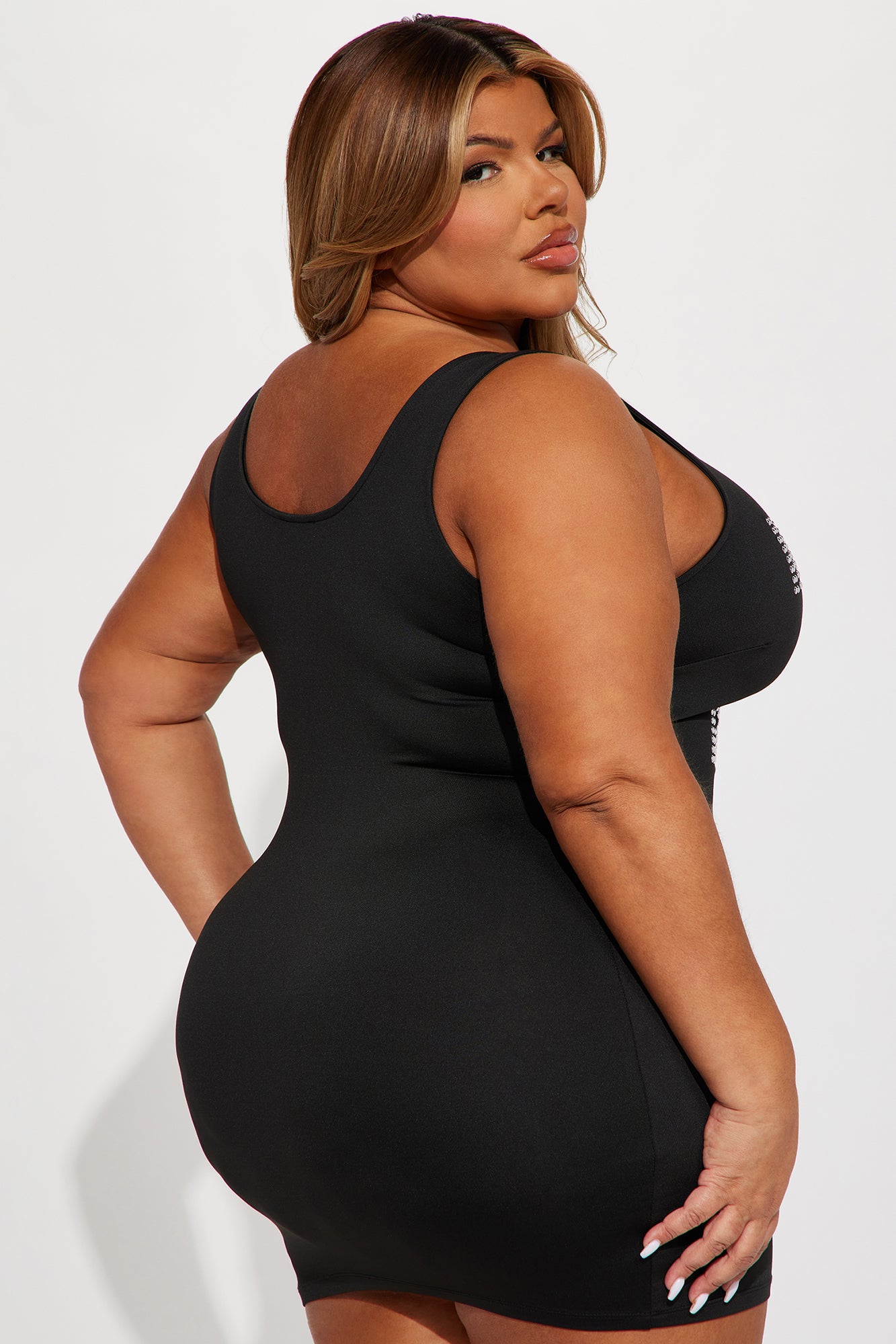 Studded Micro Mini Dress - Black/Silver