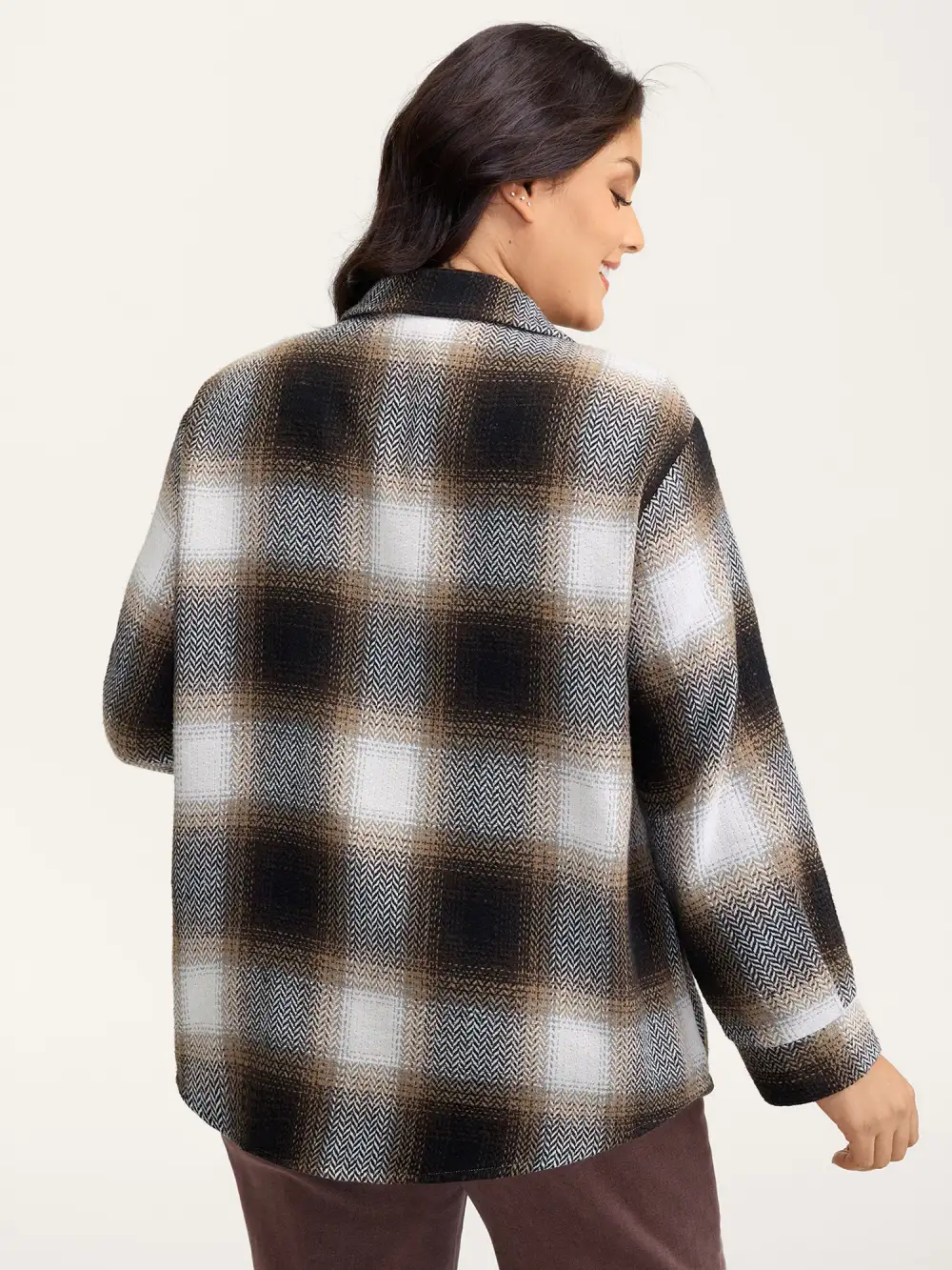 Plaid Print Button-Down Jacket