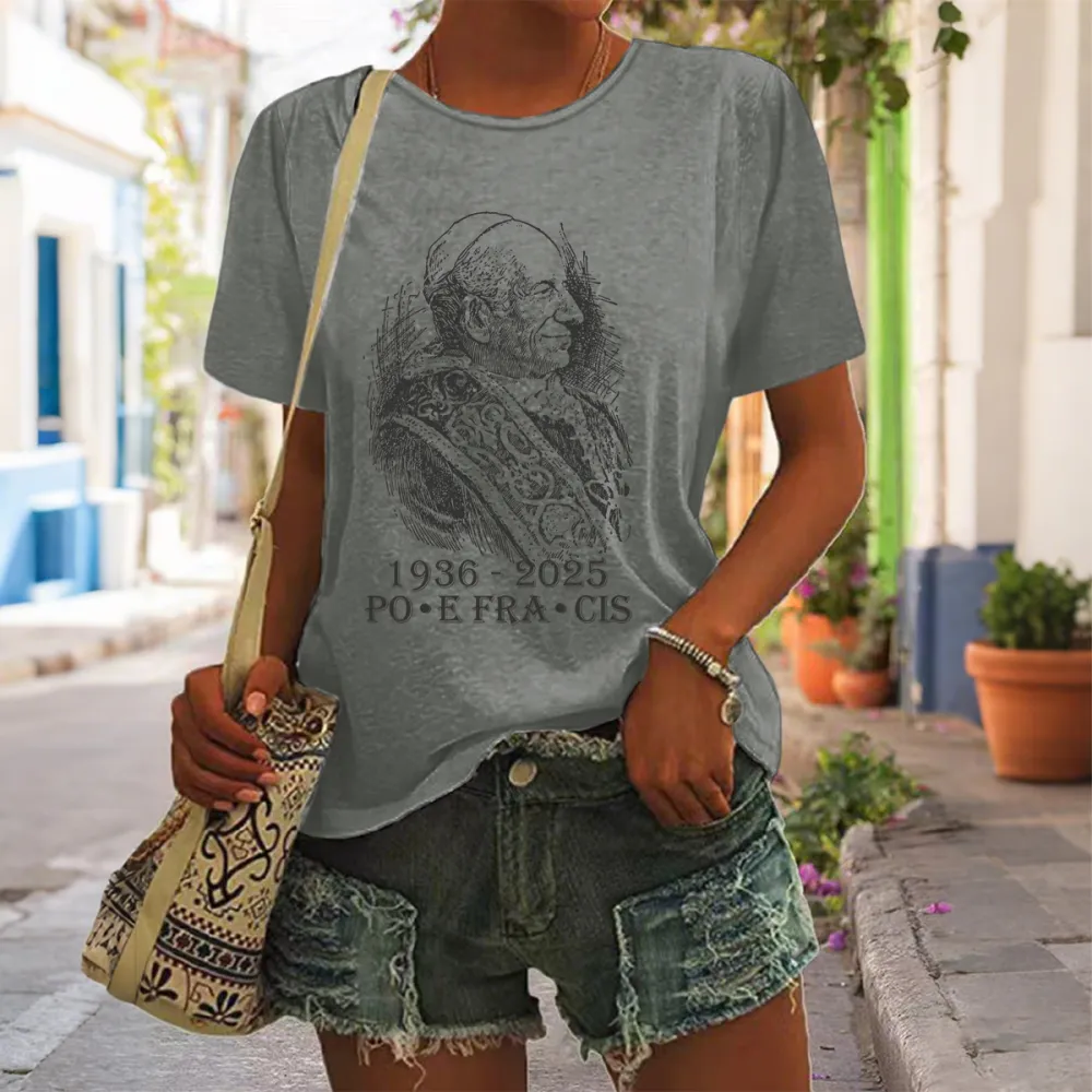 Women's Rip 1936-2025 Print Short Sleeve Round Neck Cotton T-Shirt