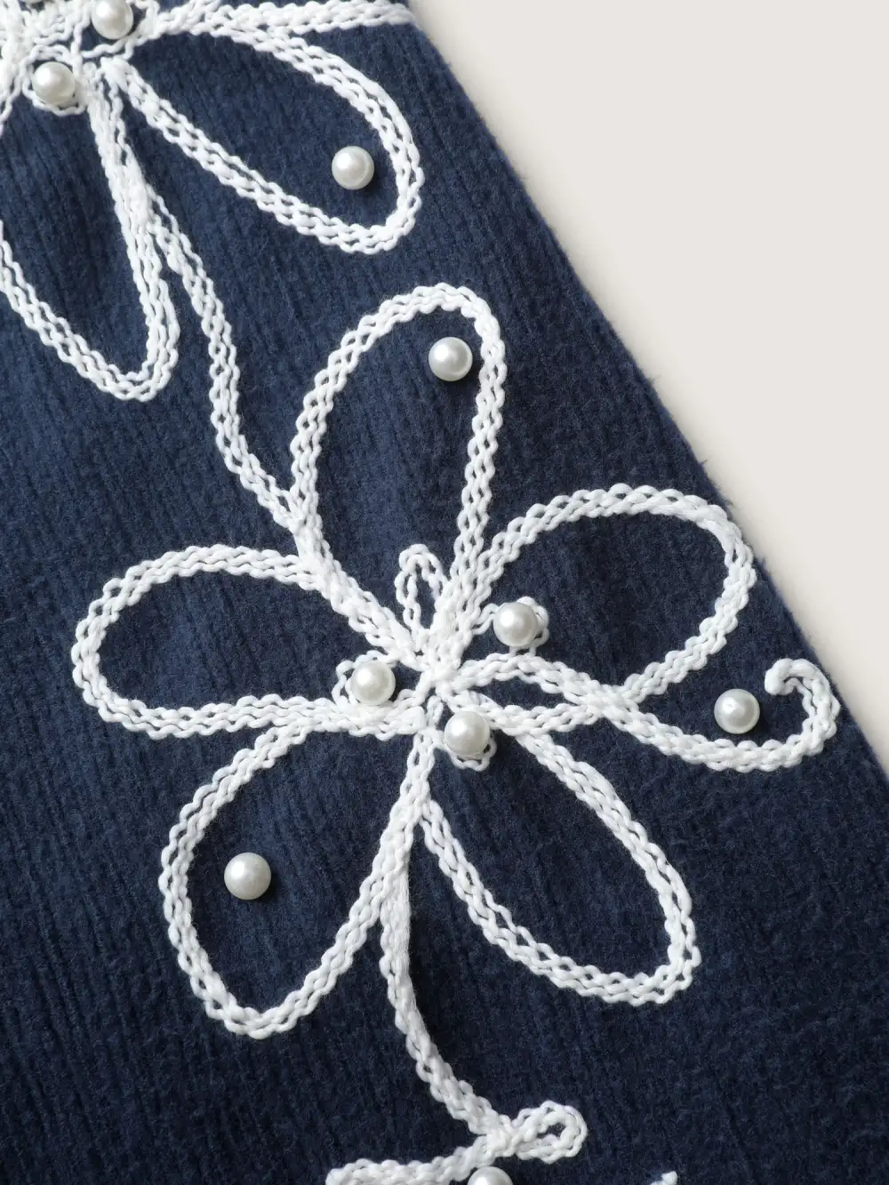 Textured Stretchy 3D Beadwork Sweatshirt