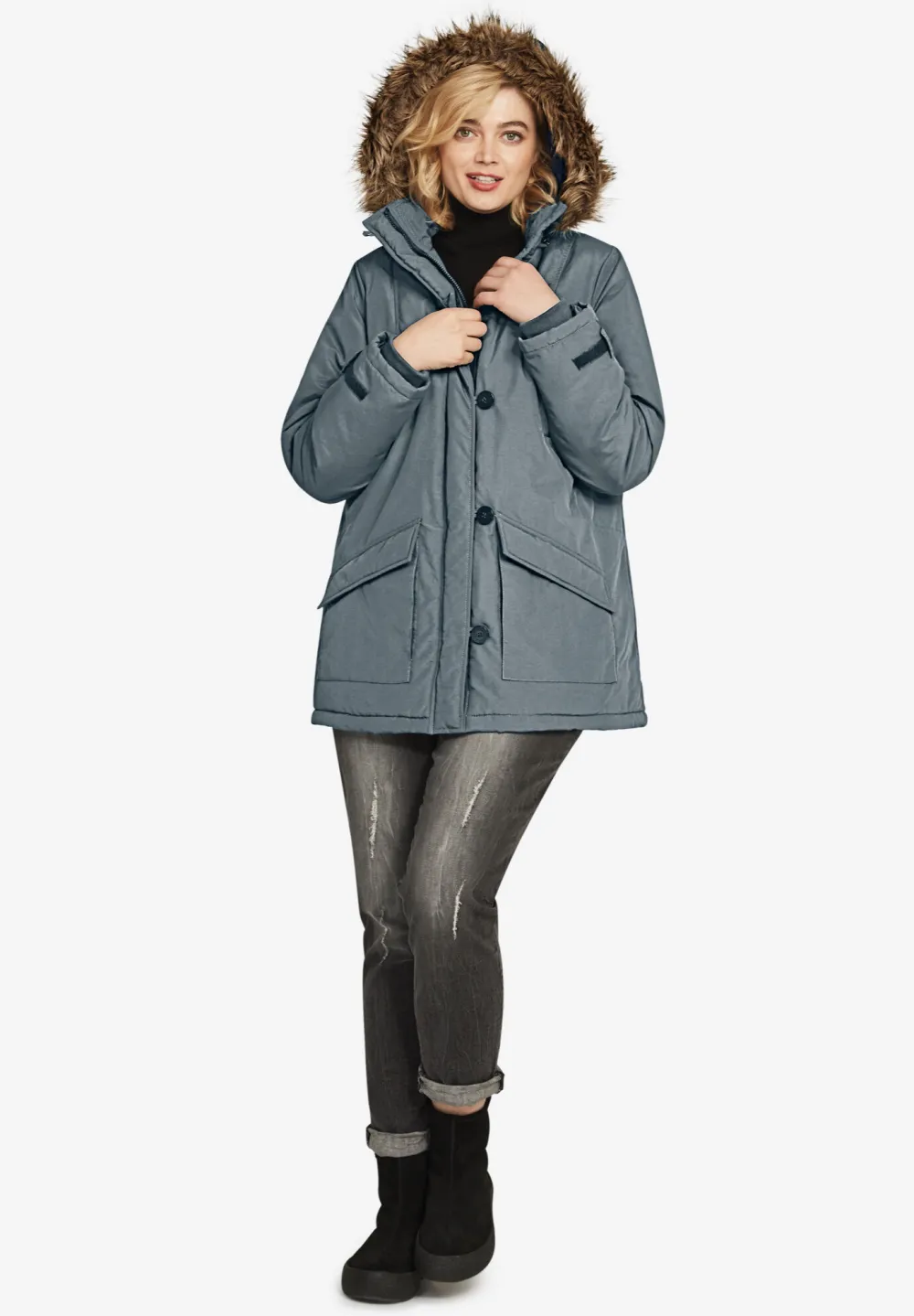 Faux Fur Trim Parka