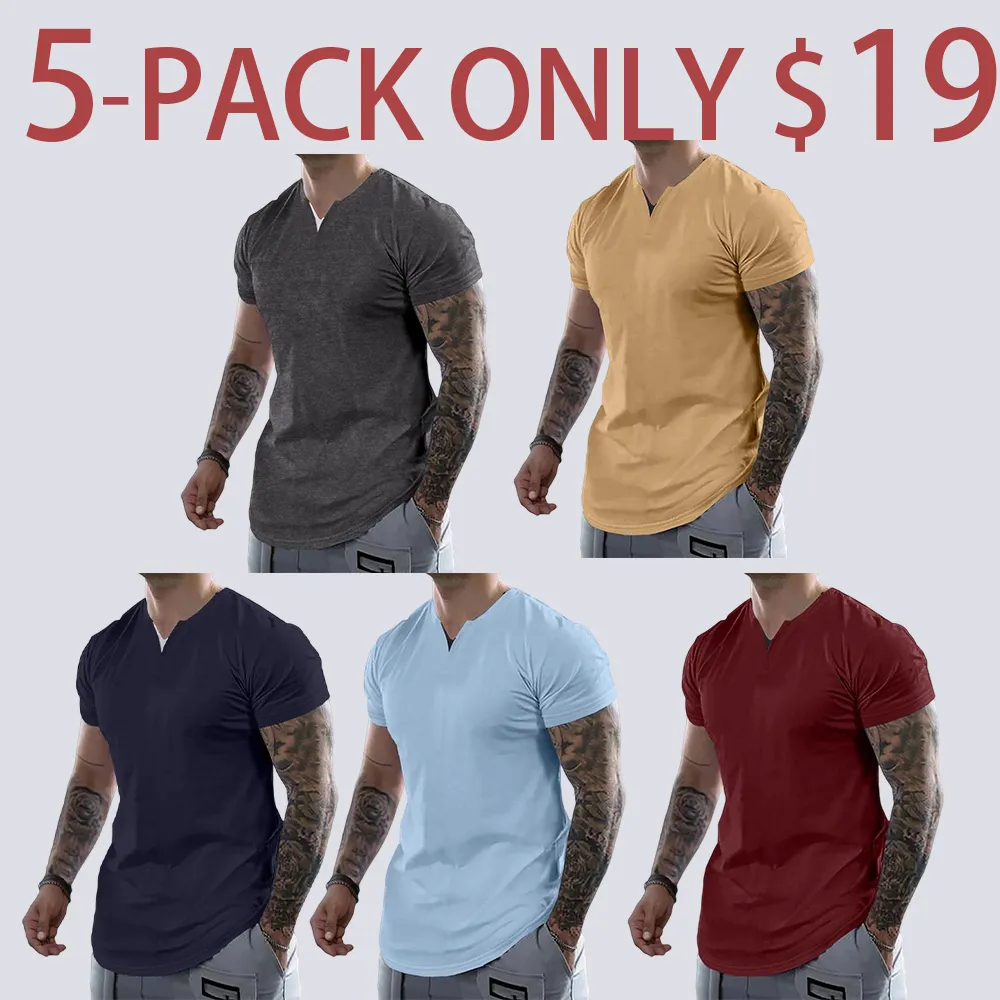 Men's Slim Fit V-Neck T-Shirt – Soft Short Sleeve Tee for Gym & Casual Wear