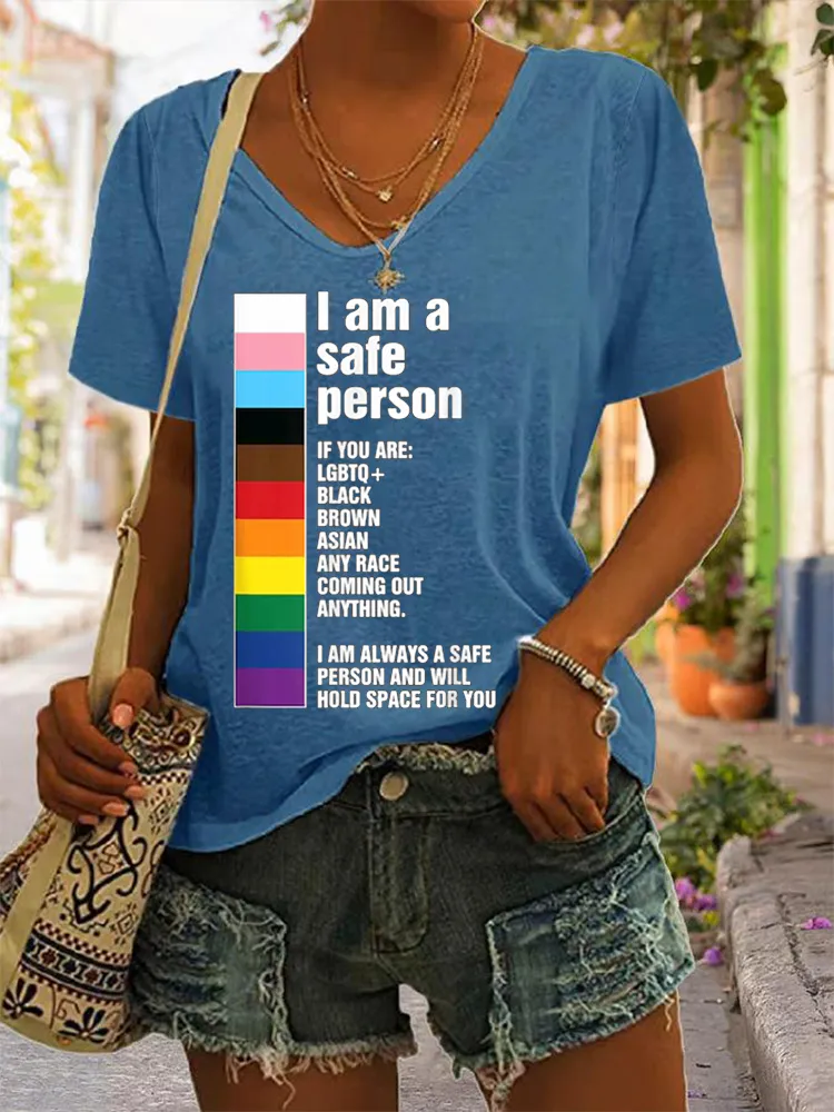 Women'S T-Shirt FI Am A Safe Person Pride Ally You Are Safe With Me LGBTQ T Shirt