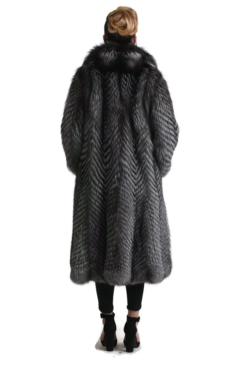 Silver Fox Fur Full Length Jacket