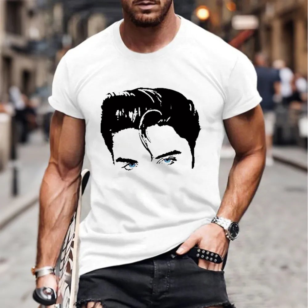 Men's Print Short Sleeve Round Neck Cotton T-Shirt