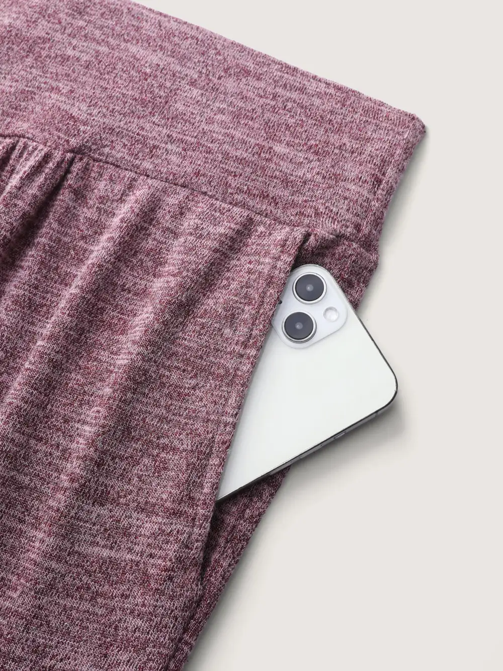 Color-Mix Knit Wide Waistband Pants