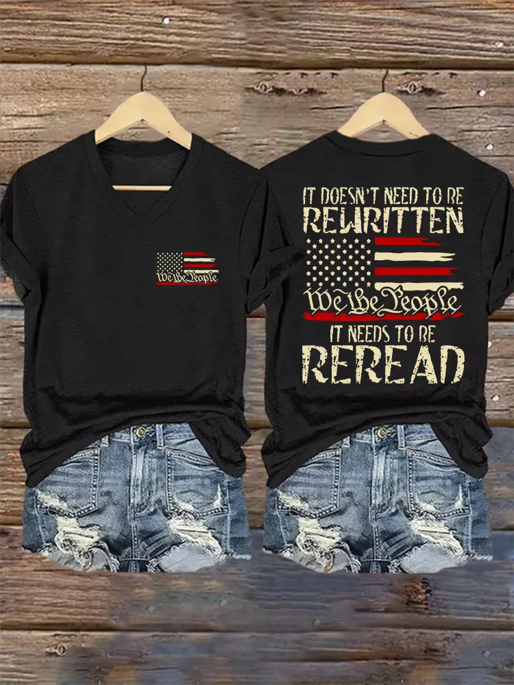 Women's We The People 1776 Print Short Sleeve Round Neck Cotton T-Shirt